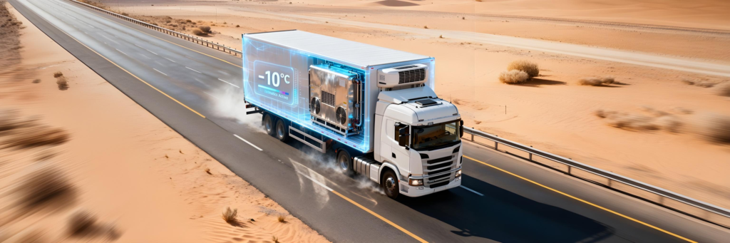 Automated gantry cranes unload a massive container ship at Jeddah Port directly onto a Three Lines Shipping transport truck for regional distribution.